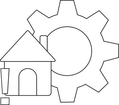 Arkasında teçhizat olan bir ev çizgisi.