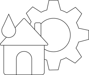 Basit bir özet resmi bir evi, bir gözyaşı damlasını, bir dişliyi ya da dişliyi gösterir.