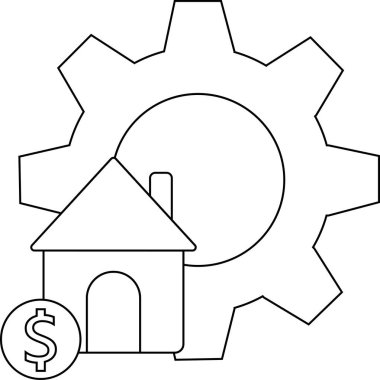Ev eşyaları ve dolar tabelası emlak finansmanını sembolize ediyor.