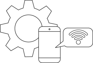 Wi-Fi sembollü bir akıllı telefon dişli çarkın yanına yerleştirilir