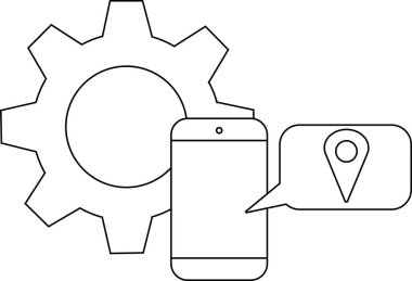 Siyah-beyaz robot resim teçhizatlı telefon konuşma balonunun içinde.