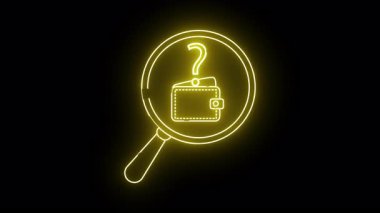 Cüzdanının üzerinde siyah bir arkaplan üzerinde soru işareti olan bir büyüteçin neon sarısı çizgisi.