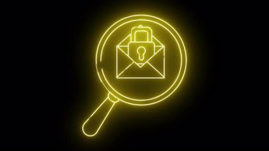 Bir neon sarı büyüteç güvenli bir posta zarfına odaklanır.