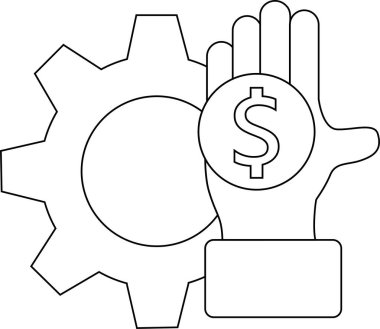 Bir mekanik teçhizat ve bir el bir dolar bozuk parayı koluyla tutuyor.