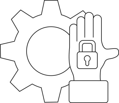 Asma kilit çizgisi çizimi ile vites ve el.