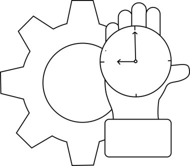 Görüntü arka planda dişli bir saat gösteriyor.