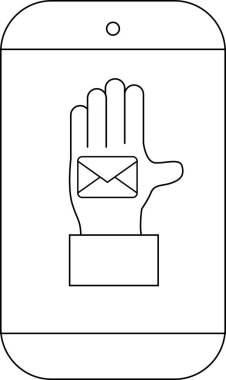 Ekranında bir zarfı tutan eli olan bir telefon.