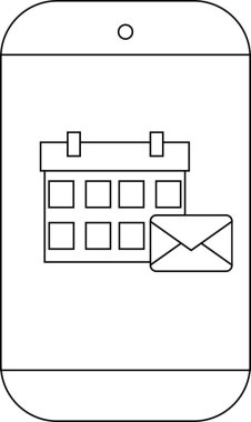 Cep telefonu gösterimi takvim ve zarf simgeleri