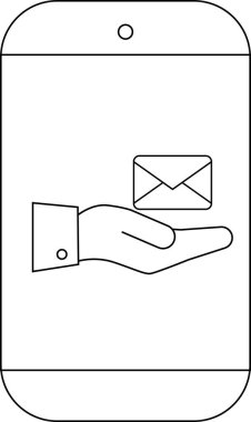 Bir el tarafından tutulan bir e-posta zarfını gösteren bir akıllı telefon ekranı tasvir eder