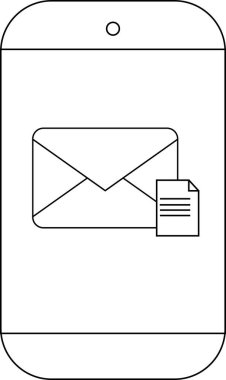 Telefon ekranı e- posta simgesi dosya eklentisini görüntüler