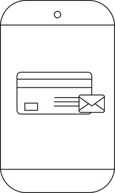 Dijital aktarımları sembolize eden bir ödeme kartı ve zarf simgesi gösteren akıllı telefon