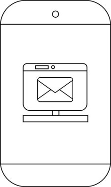 Bilgisayar ekranında e- posta simgesini gösteren akıllı telefon