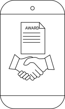 Bir telefon hattı içinde AWARD etiketli bir kağıdın altında el sıkışma