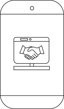 Cep telefonu el sıkışma grafiğiyle bir bilgisayar monitörü görüntülüyor