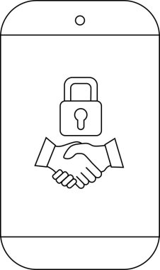 Asma kilit sanatı altında el sıkışma simgesi olan akıllı telefon