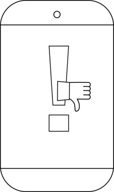 Bir telefon başparmak aşağı işareti ile bir ünlem işareti gösterir