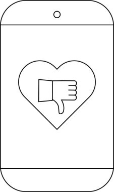 Akıllı telefon içinde başparmak işareti olan bir kalp görüntüler.