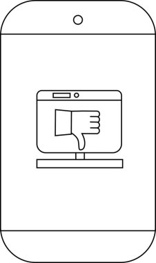 Akıllı telefon, başparmağında simge olan bir bilgisayar ekranı gösterir