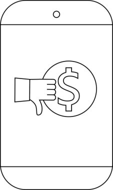 Özetlenmiş akıllı telefon ekranda bir dolara hayır diyen bir eli gösteriyor.