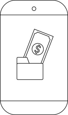 Bir cep telefonu bir dizinden çıkan bir dolar banknotunu görüntüler