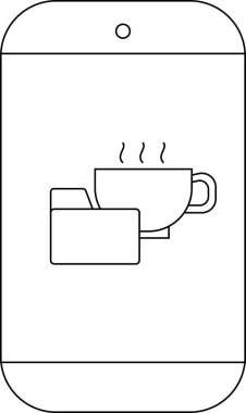 Bir telefon, dosyanın yanında dumanı tüten bir kahve fincanı bulunan bir simgeyi görüntüler.