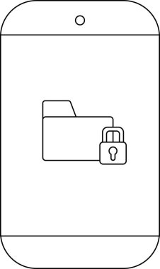 Akıllı telefon, güvenli veri veya uygulama öneren bir asma kilidin yanında bir dizin simgesi gösterir