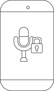 Bir cep telefonu ekranında asma kilit bulunan bir mikrofon simgesini gösterir