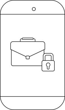Bir akıllı telefon ekranı bir kilit simgesinin yanında bir evrak çantası gösterir
