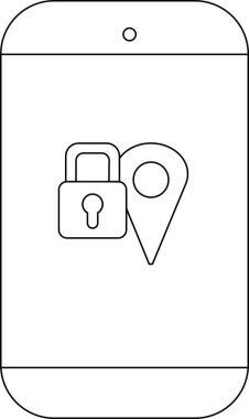 Ekranda bir kilit ve konum simgesi bulunan telefon