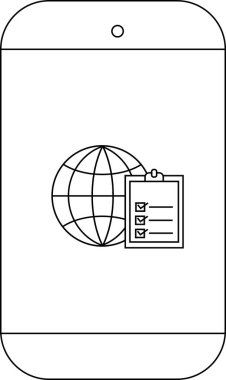 Akıllı telefon dünya ve kontrol listesi simgelerini gösterir