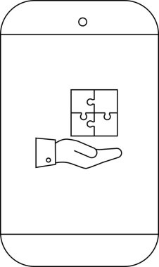 Bir aygıt görüntüsü dört parçalı yapboz tutan bir eli gösterir