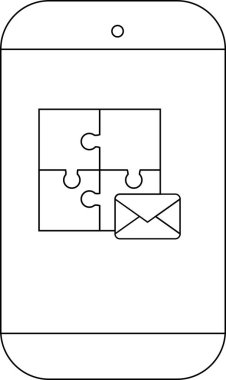 Akıllı telefon ekranında bir bulmaca ve zarf simgesi gösterir