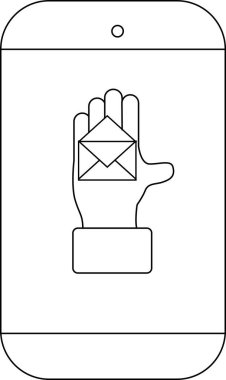 E-posta zarfını tutan eli gösteren bir telefon.