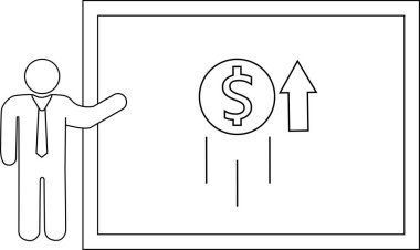 Erkek çerçevede yükselen dolar sunar