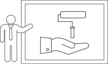 İnsan el hareketleriyle boya silindirinin altına girer.