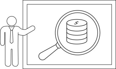 Bir figür çerçevenin içindeki büyütülmüş madeni parayı gösterir