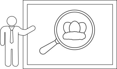 Çubuk şekil, yuvadaki yumurtalara odaklanmış bir büyüteçle bir tablo sunar.