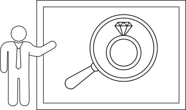 Yapışkan figür satıcısı ekranda bir yüzük sunuyor