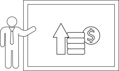 Çubuk rakamı, yükselen ok parası ve bozuk para sunar.