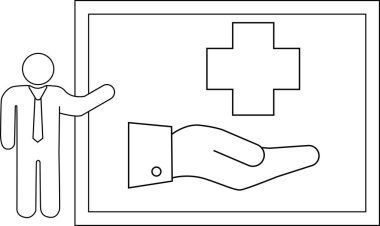 İnsan, sağlık haçı çerçeveli sunar