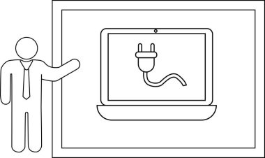 Fişi gösteren bir dizüstü bilgisayar sunucusu