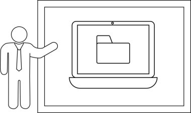 Dizini gösteren bir dizüstü bilgisayar sunucusuyla iş sunumu