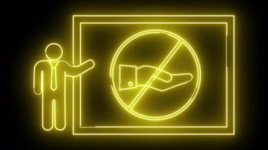 Bir kişinin, dikdörtgen içinde el işareti olmayan bir yeri göstermesinin aydınlatılmış ana hatları