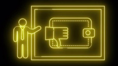 Sarı neon çizgisi cüzdanın üzerindeki baş parmakları gösterir