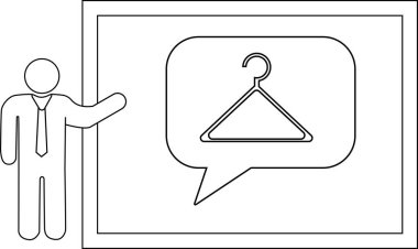 Tahtaya askı simgesi çizen bir kişinin çizimi