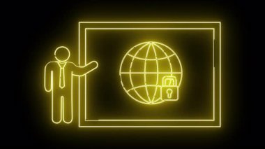 Ekranında asma kilit olan bir dünyayı gösteren bir sunucu simgesi