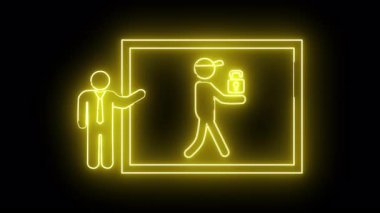 Neon sarısı şekiller ana hatlı kutunun içinde siyahlara karşı kilit oluşturarak modern iş grafikleri oluştururlar.