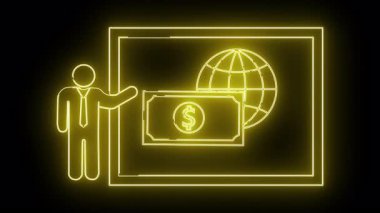 Paralı bir ekranı işaret eden bir adamın neon sarısı görüntüsü.