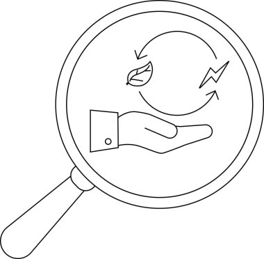 El yaprağı yıldırımının büyüteç görüntüsü ve döngü gösteren oklar