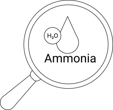 Bir büyüteç, amonyak kelimesinin üzerinde suyun ve gözyaşı damlasının bir örneğini büyütür.